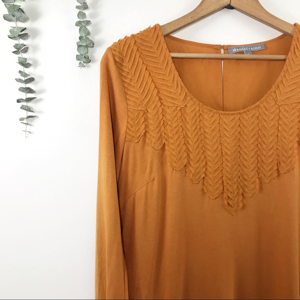 Daniel Rainn Burnt Orange Keyhole Top Boho Indie - Picture 2 of 6